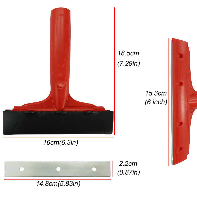 6 inch Razor Blade Scraper with 25Pcs Double-Edged Stainless Steel Blades for Removing Labels,Decals,Stickers,adhesive,Caulk,Paint from Glass,Stove Top,Window,Walls,Mirror,Tile