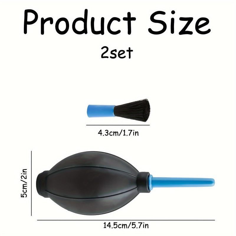 2-Pack Computer Cleaning Kit TPE Air Blower Duster with Soft Brush for Camera Lenses, Keyboards, Electronic Devices, 2Sets