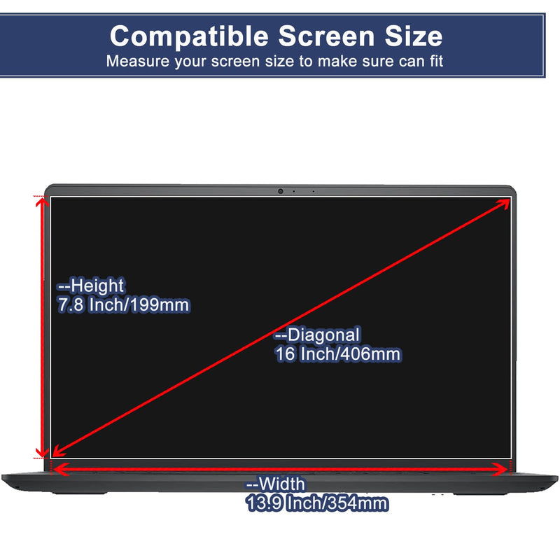 2Pack 16" Universal Laptop Screen Protector Tempered Glass Compatible with HP/Dell/Acer/ASUS/Samsung/Lenovo/MSI/Toshiba/LG/Razer Blade 16:10 Aspect Ratio Screen, Bubble Free,Anti Scratch Ultra-Clear