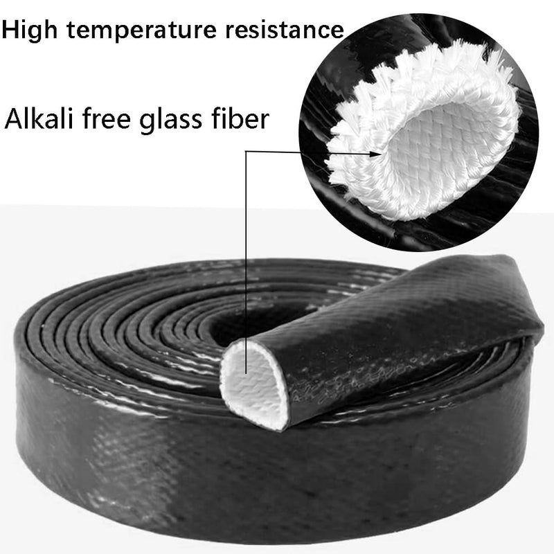 10 Feet Length Heat Shielded Fire Thermo Armor Fire Sleeve 1/2"ID,Silicone Coated Fiberglass Heat Protection for Automotive Hose Lines & Electrical Wiring（Black 1/2"x10 Feet） 1/2"x10FT