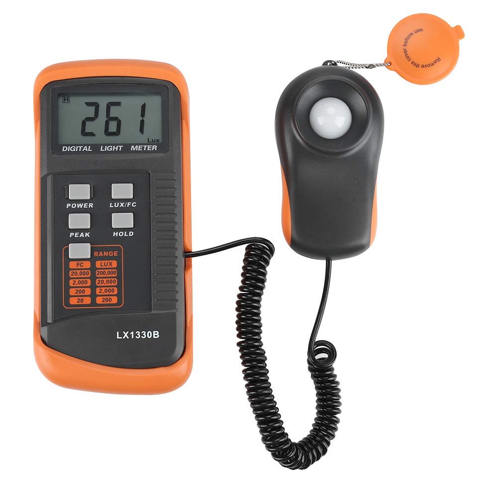 Light Meter LX1330B Illuminance Digital Luxmeter LCD Display 0-200,000 Lux Meter Digital Illuminance Luminometer Lux and FC Switchable