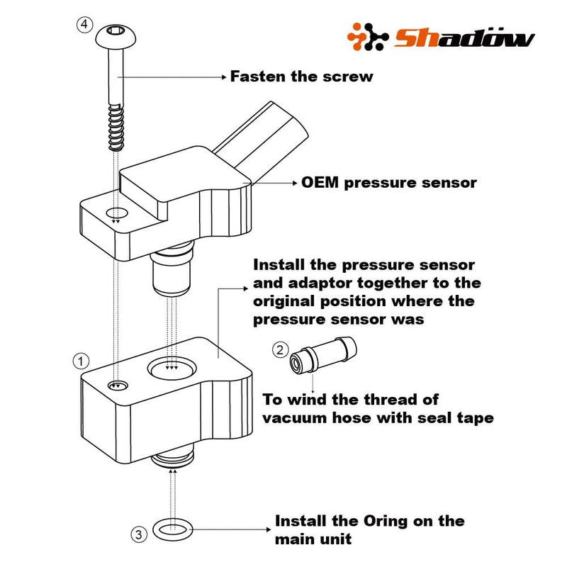 Shadow Turbo Boost Gauge Sensor Adapter for VW SEAT Audi Porsche EA888 GEN3 EVO4 Engine Billet Aluminum Boost Vacuum Tap Kits