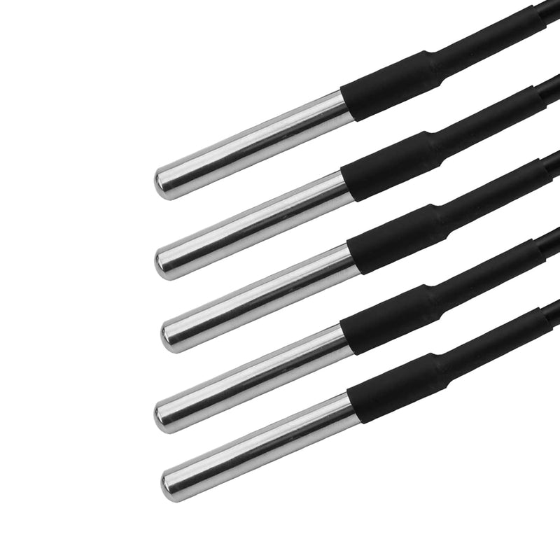 Diymore DS18B20 Temperature Sensors, 5pcs 5M Waterproof Digital Probes with Stainless Steel Cable for Arduino, Raspberry Pi & Shelly Projects 5pcs 5M DS18B20