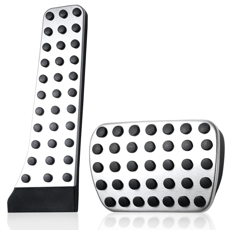 Gas & Brake Pedal Cover: Brushed Stainless Steel with Rubber Non-Slip Foot Pedals Pads Compatible with 2007-2022 Mercedes-Benz C/E/S/SL/SLK/CLS/CLC/GLE/GLS/GLK X204 Benz-2