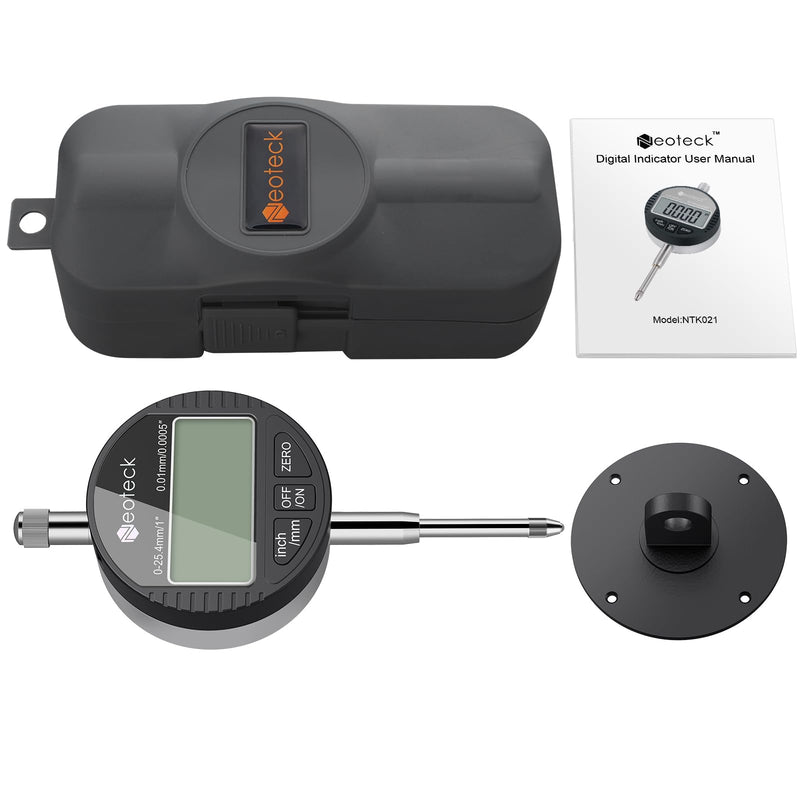 Neoteck Electronic Digital Dial Indicator Gage Gauge 0-1 Inch/25.4 mm Inch/Metric Conversion Auto Off Featured Measuring Tool for 3D Printer Leveling, etc. - Black 0-1''/0.0005''