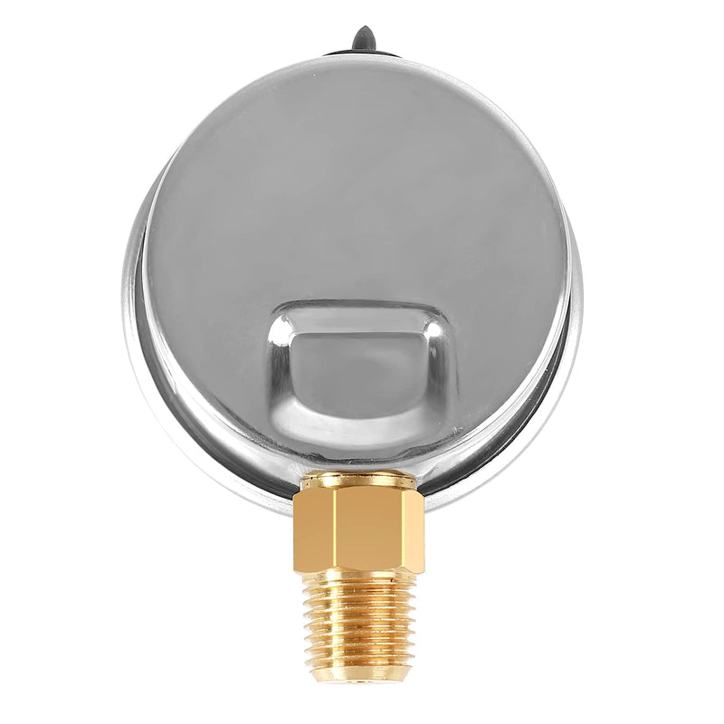 Glycerin Filled Pressure Gauge with 304 Stainless Steel Case, 1-1/2" Dial Size, 0-60Psi, High Accuracy, 1/8" NPT Center Lower Mount Lower Mount（Single scale）