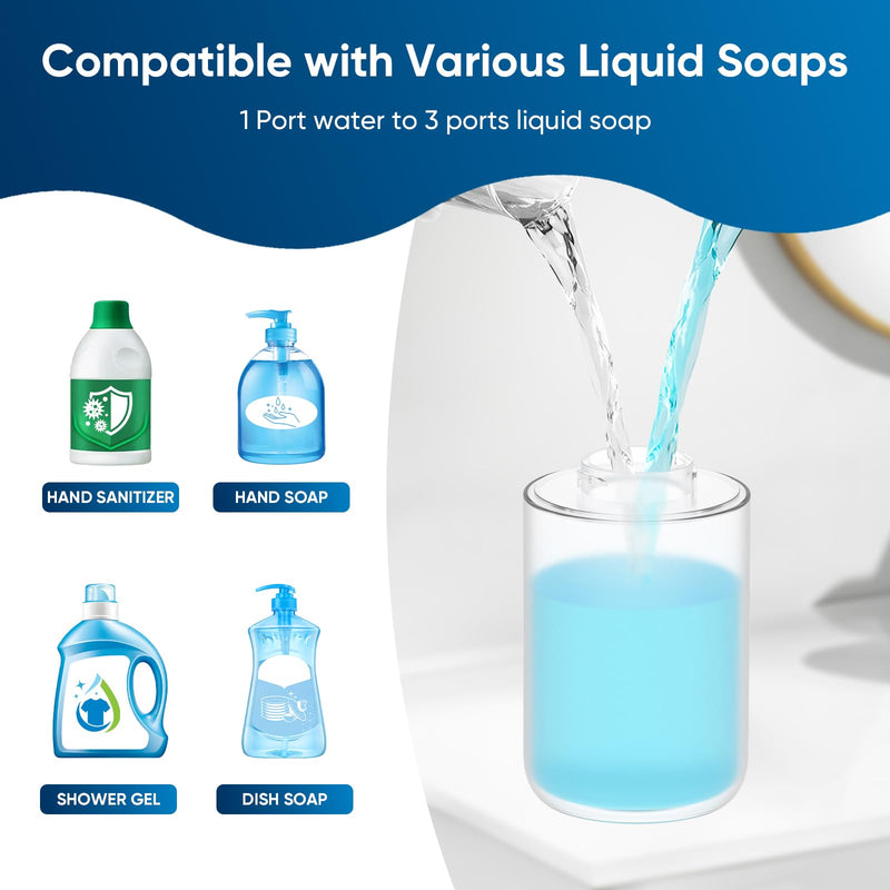 Automatic Soap Dispenser Touchless – 400ml Foaming Hand Soap Dispenser for Bathroom & Kitchen, Wall Mount or Countertop, 4 Adjustable Foam Levels, Rechargeable, IPX5 Waterproof White-foaming