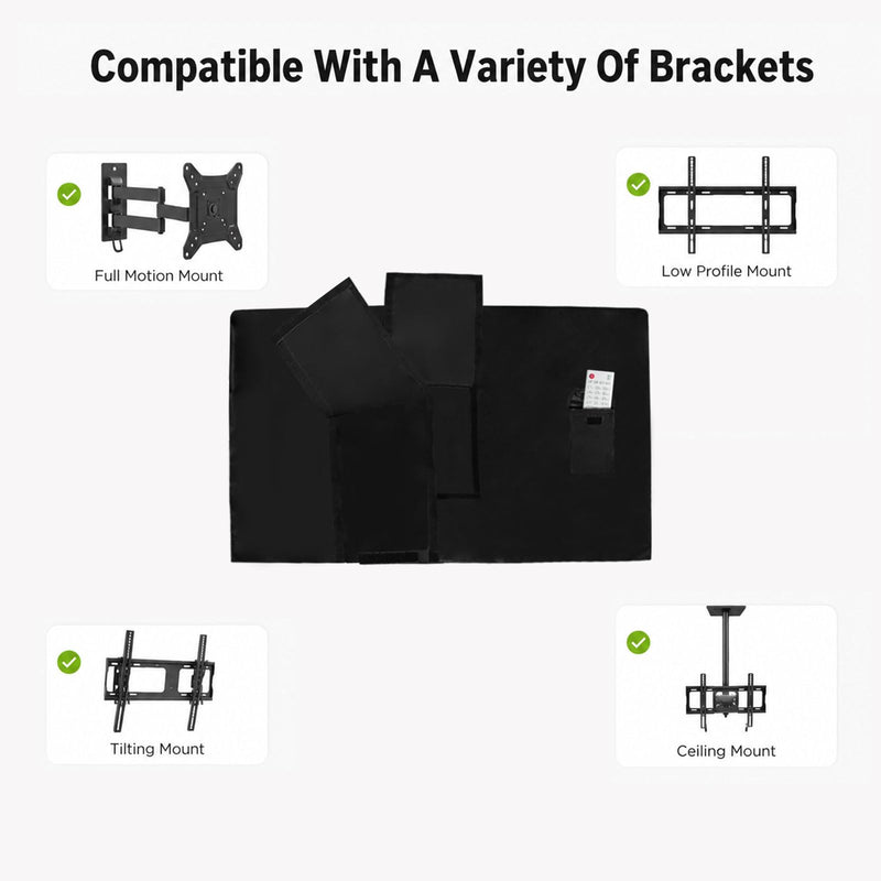 Weatherproof Outdoor TV Cover 52 to 55 Inch: Outside Waterproof Screen Protector, Television Cover for Wall Mounts & Stands (Black)