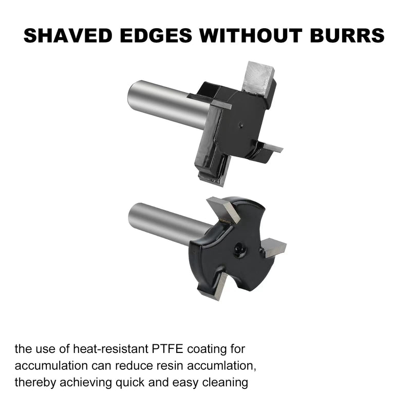 CNC Spoilboard Surfacing Router Bits 1/4" & 1/2" Shank 2 Pieces | 1 inch Cutting Diameter, 2 inch Cutting Diameter, Slab Flattening, Carbide 1/4 Shank 1Diameter+1/2 Shank 2Diameter