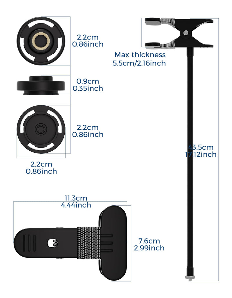 Universal No-Drill Camera Clip Mount for Ring, Blink, Eufy, Google Nest, Wyze & Arlo Cameras, 40cm Adjustable Gooseneck Clamp Stand for Indoor Outdoor Security Cameras (1 Pack, Black) Long Arm