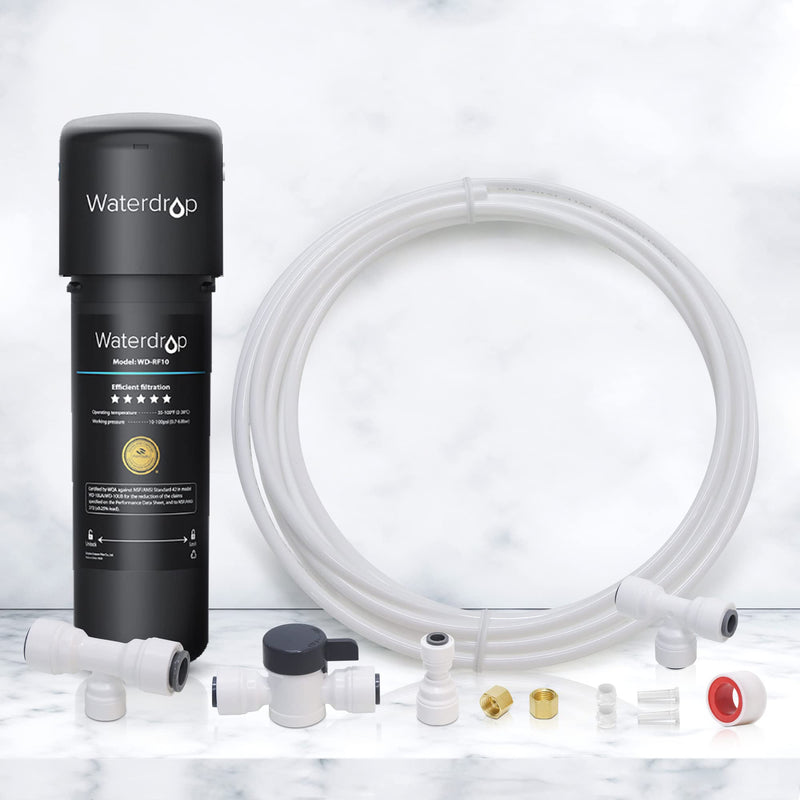 Waterdrop KITB 1/4" Water Line Connection Kit for Waterdrop 10/15/17UB Series, WD-G2/G3 RO System and iSpring, APEC, Express Water, Home Master Reverse Osmosis System, Connect it to Fridge/Ice Maker