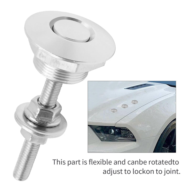 4Pcs Universal Aluminum Vehicle Hood Pins Silver Quick Release Lock Latch Bumper License Plate Lock Clip Diameter 1.25 Inch for Bumper Hood License Plate