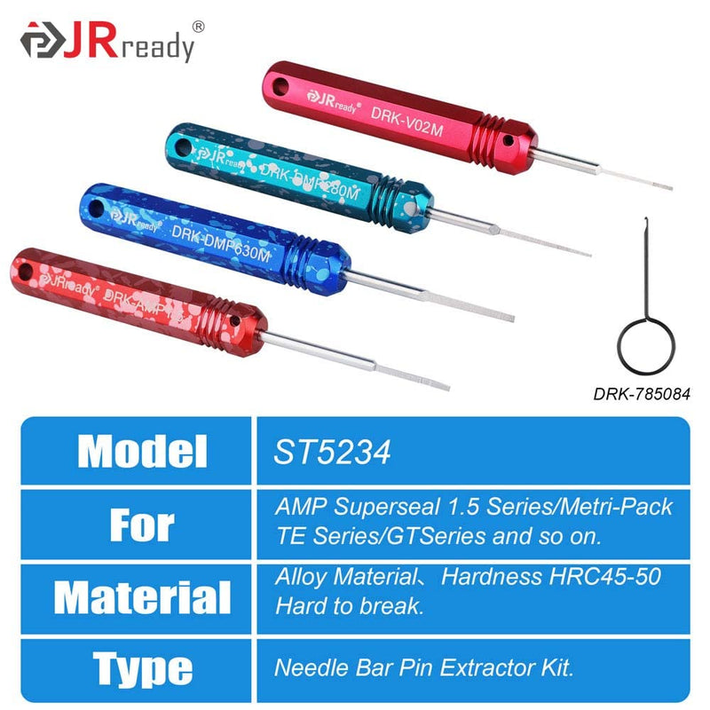 JRready ST5234 Pin Extractor Tool Set for AMP Super Seal1.5 /Metri Pack 150,280/TE 968880,968849/ JST Connector kit,Automotive Wire connectors Sealed Male/Female Terminal Removal Tool Kit 5PCS