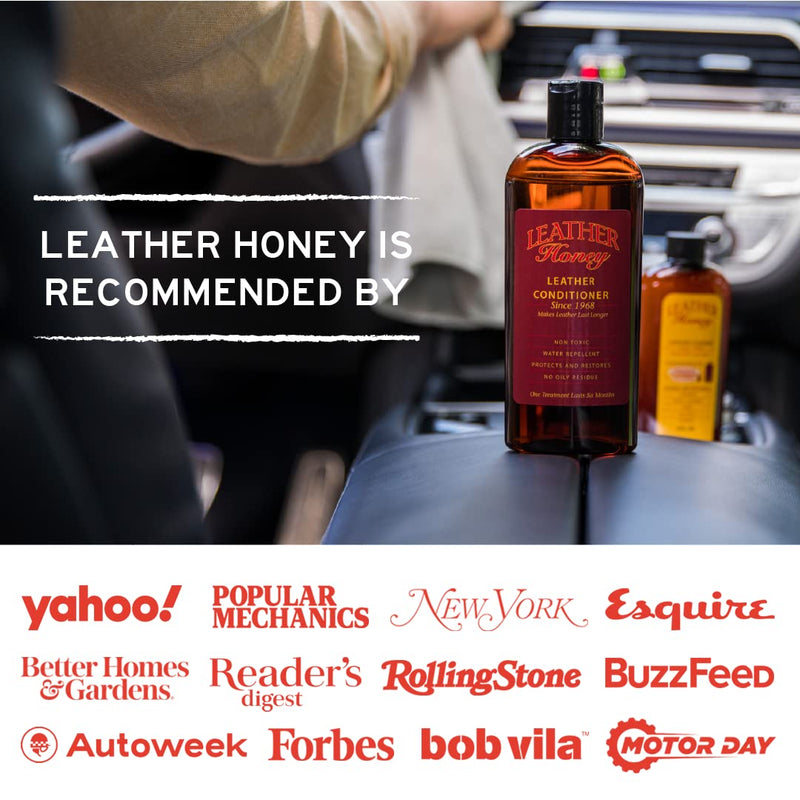 Leather Honey Leather Cleaner: Non-Toxic Leather Care Made in the USA Since 1968. Deep Cleans Leather, Faux & Vinyl - Couches, Car Seats, Purses, Tack, Shoes & Bags. Safe Any Colors & White Leather 4 Fl Oz (Pack of 1)