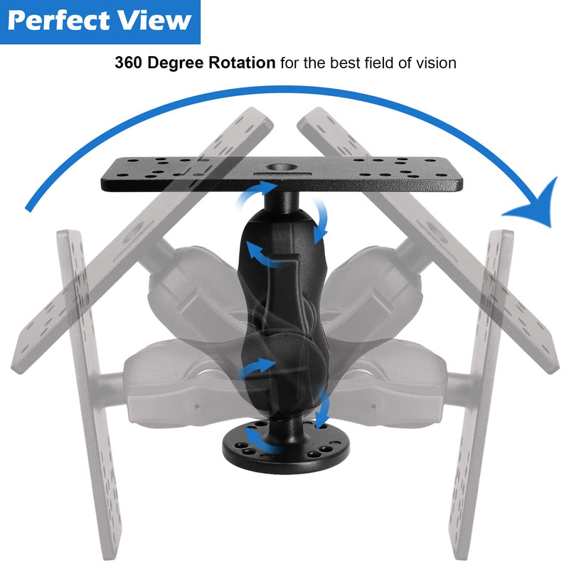 1.5" Ball Short Arm Fish Finder Mount, Marine Electronic Mount, Universal Mounting Plate with 1.5 inches / 38mm / C Size Ball Adapters, Compatible with Garmin, Lowrance, Humminbird and More