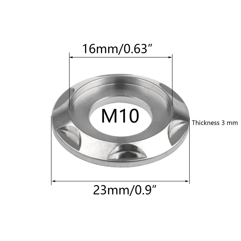Titanium Washer M5 M6 M8 M10 Spacer Washer for Motorcycle Car Decorative Pack of 10 (M10, Silver)