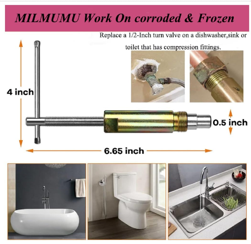 Compression Sleeve Puller Remove Tool Nut & Ferrule of Pipe 03943 - Sleeve Remover for 1/2-Inch Compression Fittings Only - Plumbing Tools Compression Ring Removal Tool Corroded & Frozen Supply Stops M-0‎3943