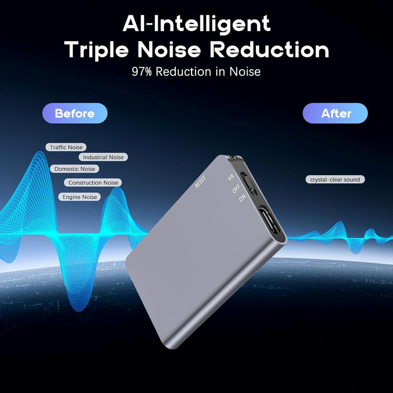 64GB Magnetic Voice Activated Recorder - 40 Hours Continuous Recording Device with AI-Intelligent Triple Noise Reduction - Portable Audio Recorder Device for Lectures Meetings Interviews 64GB