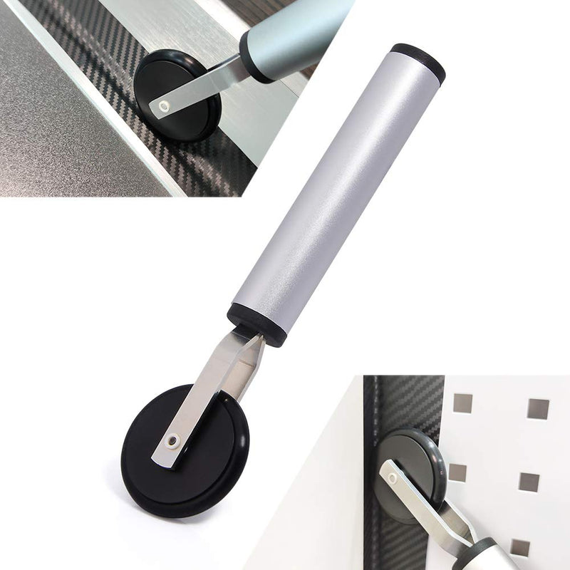 Single Wheel Rubber Seam Roller Car Detailing Tool Vinyl Wrap Applicator for Details Riding Edge-Lines Contour Squeegee Screen Rolling, Portable Handle Soft Rubber Roller for Window Tint Installing