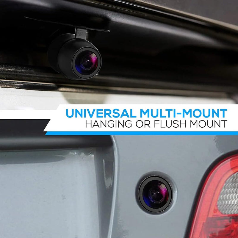 Car Backup Camera 18.5mm Flush Mount/Bracket 2 in 1 Installation-Waterproof Reverse Parking Camera Rear View for Vehicle SUV RV Pickup, 12V/24V CVBS