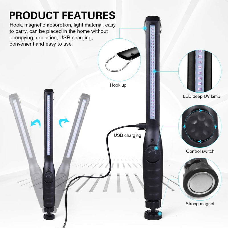 UV Light Sanitizer, Portable UV Light Disinfection Lamp USB Rechargeable Ultraviolet Light Sanitizer for Home Hotel Travel Car Kills 99% of Germs Viruses & Bacteria UV Light Sanitizer Wand 1 Pack