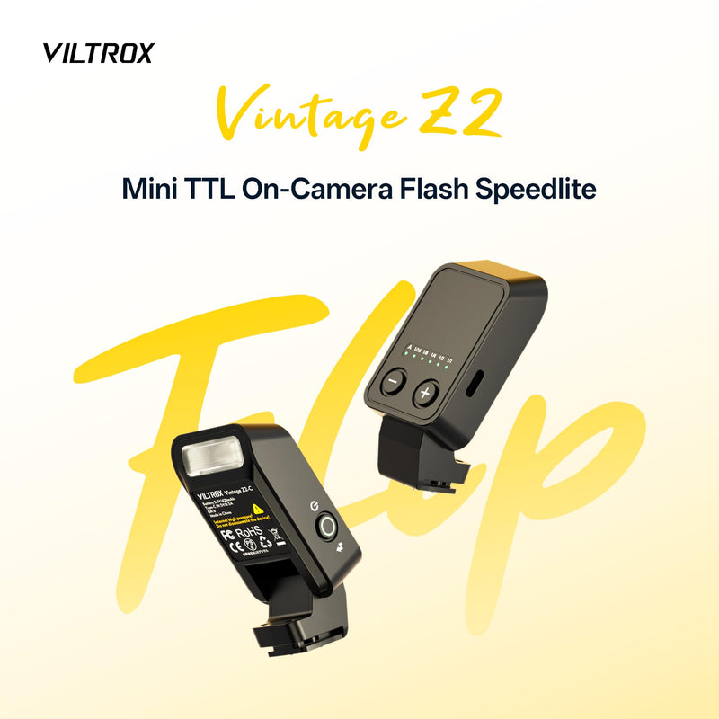 VILTROX Vintage Z2-N Mini Flash Speedlite, GN6 Powerful 6500k TTL On-Camera Flash Light, 5 Power Levels, 700 Full-Power, 10Ws Output, 2s Recycle Speedlite Flash Compatible with Nikon Cameras