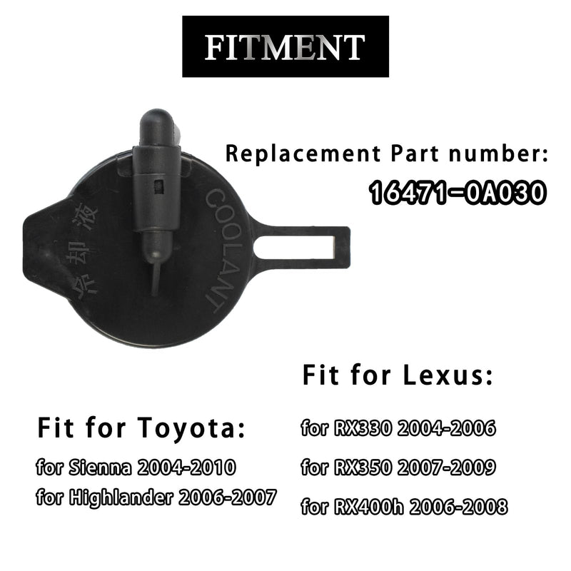 Engine Coolant Expansion Tank Cap 16471-0A030 for Toyota Sienna 2004-2010 for Lexus RX330 2004-2006 RX350 2007-2009 Coolant Reservoir Cap 164710A030
