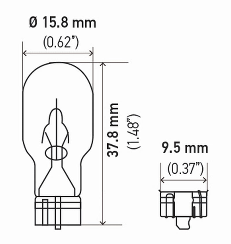 Hella 921TB Bulb 921 12V 16W W2.1X9.5D T5 (2) Standard - 16W Twin Blister