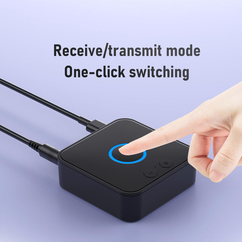 Bluetooth 6.0 Transmitter Receiver for TV to Wireless Headphones/Speaker, Bluetooth Adapter for TV/AUX/RCA Audio Inputs, Plug n Play, Audio Transmitter Adapter for Home Stereo