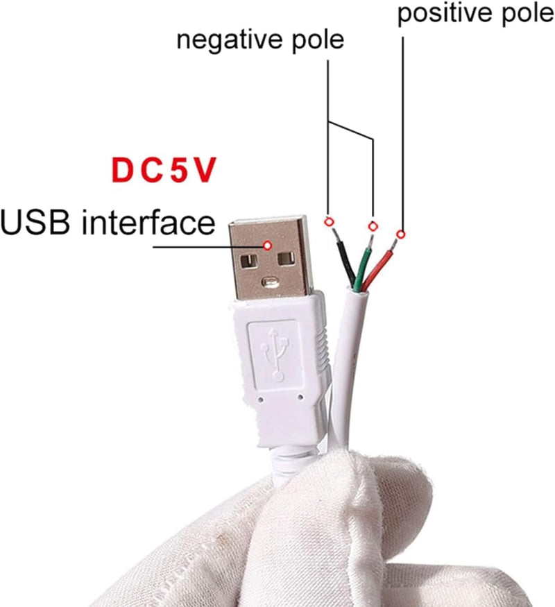 1Pc White DC5V USB LED Dimmer Cable -Extension with On/Off Switch | Adjustable Brightness Controller for LED Bulbs and Lamps USB Light Accessories, LED Dimming Supplies
