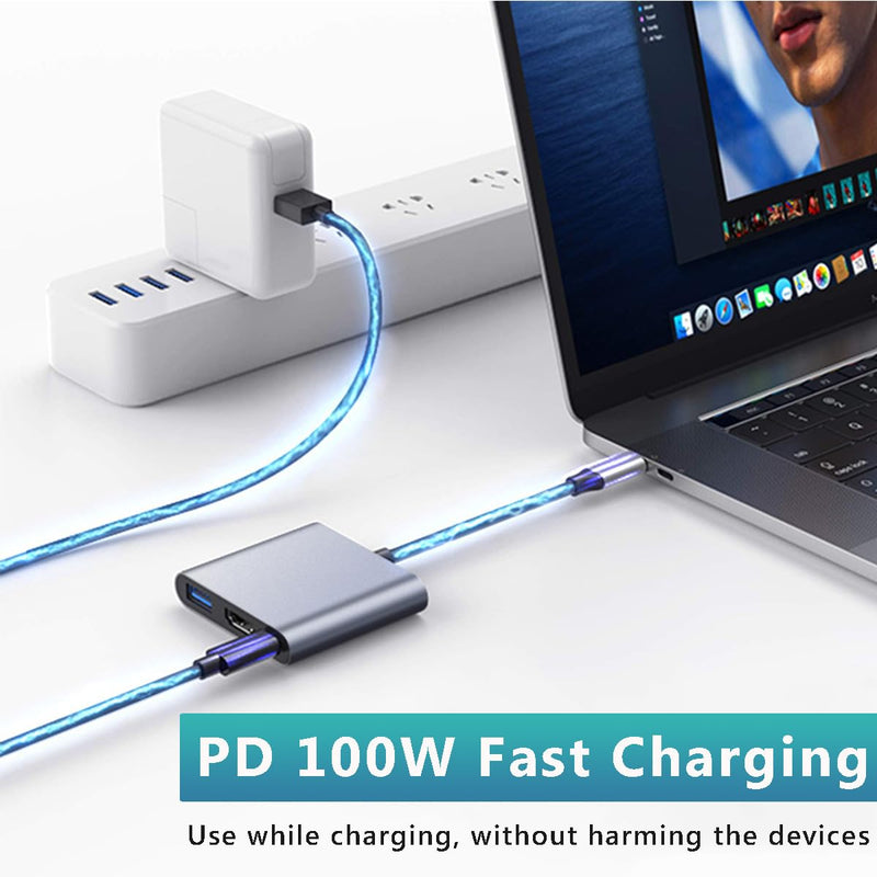 USB C to HDMI Adapter for Mac, 3-in-1 USB C HDMI Adapter with 4K HDMI Output USB 3.0 Port & PD 100W Fast Charging Port for MacBook Pro, iPhone 15, Samsung Gaalaxy S24/S23, Dell XPS, etc