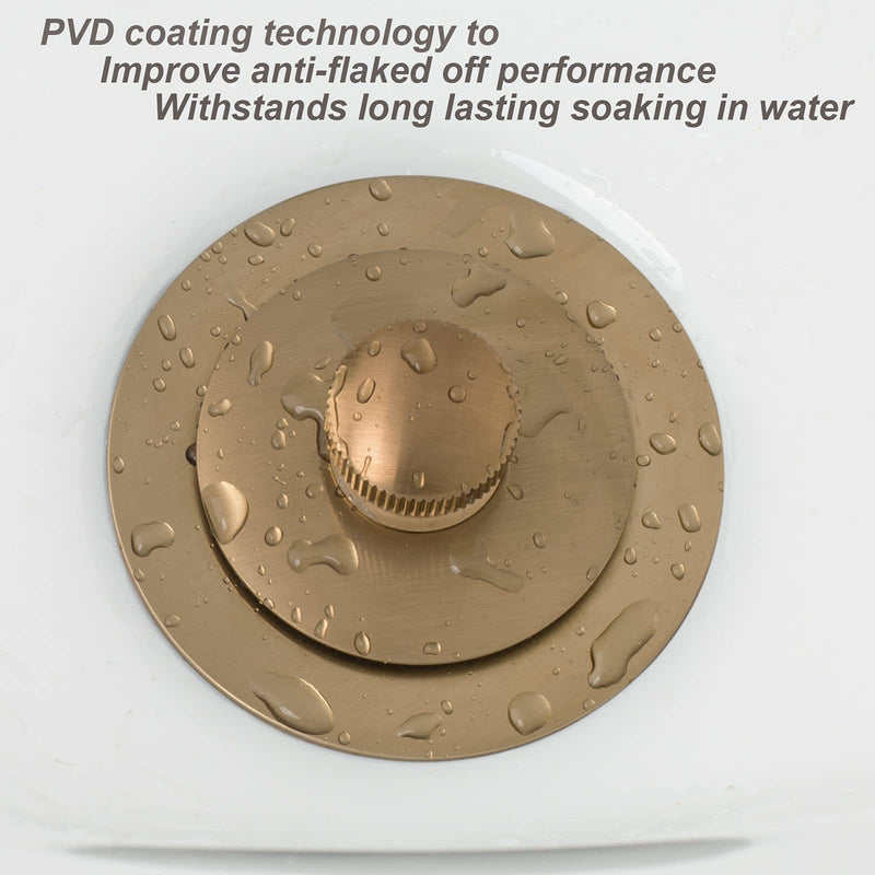 Champagne Bronze Lift & Turn Tub Trim Set with Two-Hole Overflow Faceplate and No Putty Gasket, Bathtub Conversion Kit Assembly with Universal Fine/Coarse Thread, No Putty Installation by Artiwell Champagne Bronze