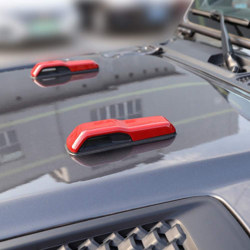CheroCar JL JT Engine Hood Hinge Cover Decoration Cover Stickers Exterior Accessories for Jeep Wrangler JL 2018-2021, for 2020-2021Jeep Gladiator JT, Red