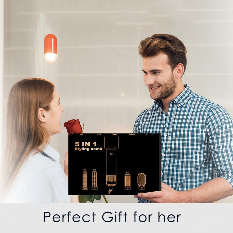 Hair Styler 5 in 1, Magic Styler, 1000W Hair Dryer Brush for Hair Styling, Hot Air Brush for Volumizing, Hair Wrap Dryer Set with Detachable Heads Comb