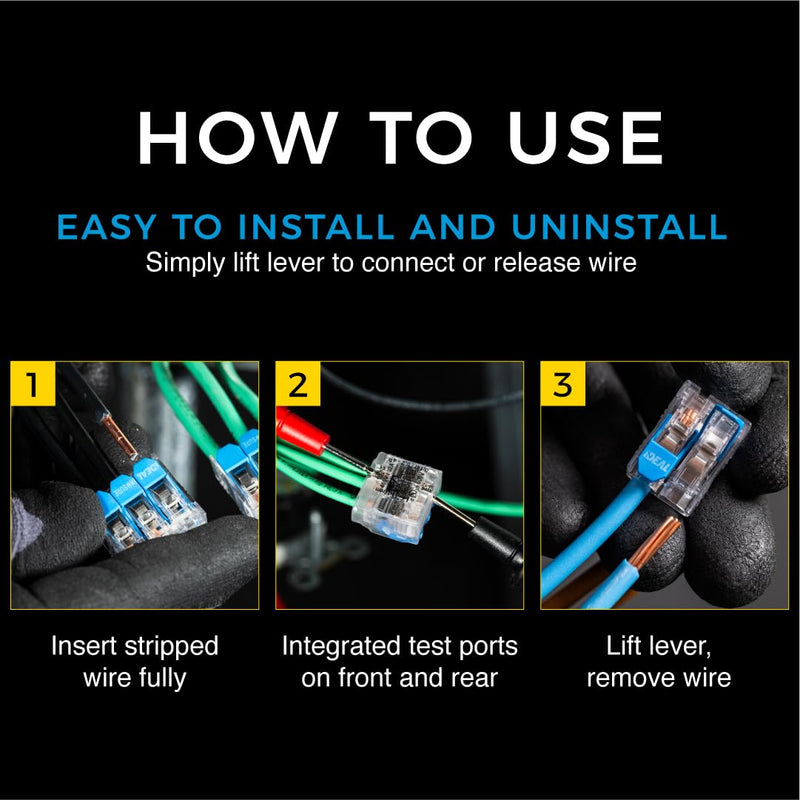 Ideal Electrical in-Sure Lever Wire Connector,10 AWG, 2-Port (30-10L32), Box of 100—Compact Releasable Connectors for Solid and Stranded Wires 2 Port / 10-22 AWG