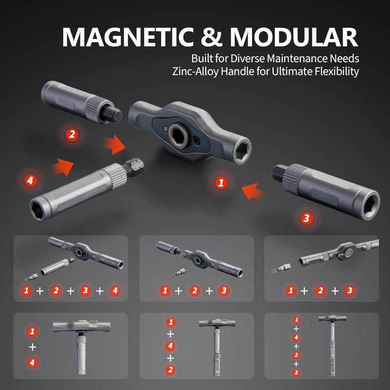 42 in 1 Magnetic Screwdriver Set Magnetic Ratchet Screwdriver Suitable for Furniture Assembly Precision Electrical Appliance Repair & Bicycle Tools 42