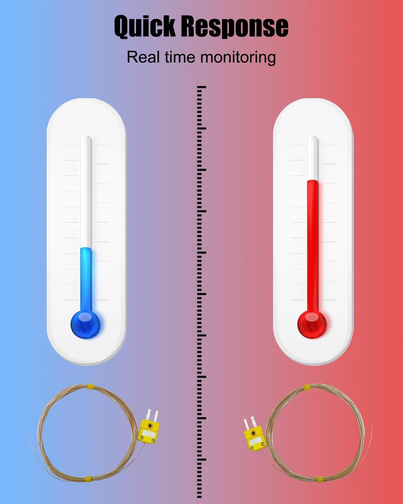 5cs High Accuracy K Type Mini-Connector Thermocouple, Temperature Probe Sensor -50°C~482°C (-58°F~899°F)