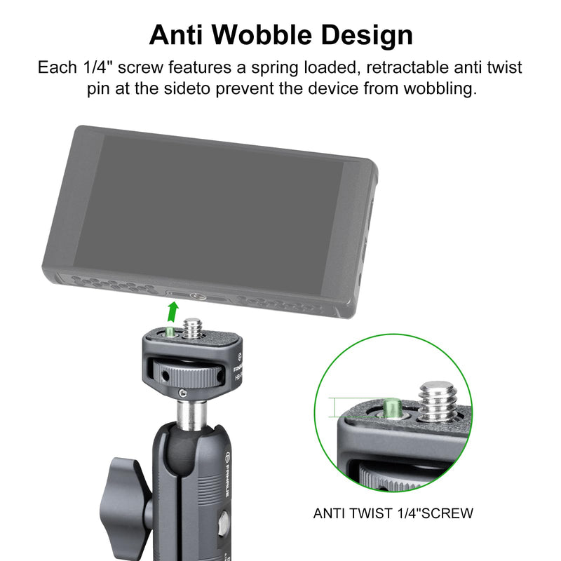FANAUE Mini Articulating Arm Mount Camera Accessories Compatible with 1/4"-20 to 1/4"-20 Connectors (with Locating Pins) Aluminum-Built Arm Offers Flexibility Connectors