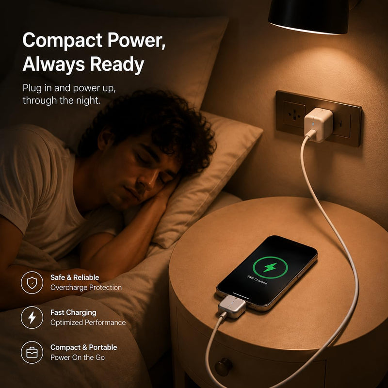 Auto Stop Charging Adapter – USB-C Fast Charger with Power Separator | Smart Physical Disconnect Charger for Battery Protection, Compatible with iPhone 17/16/15 Pro Max, Laptops, Tablets