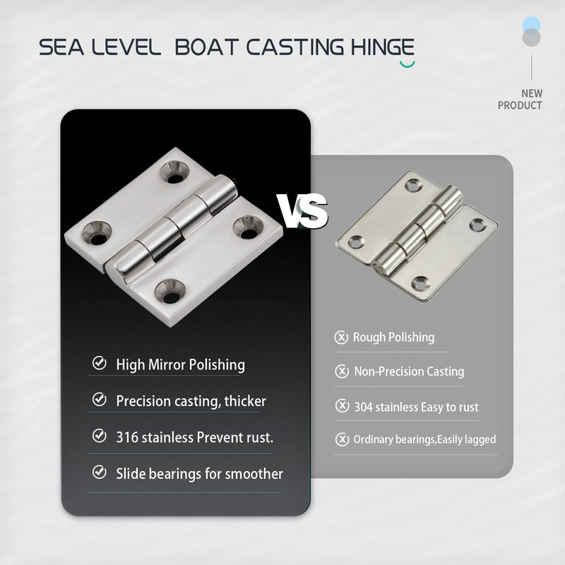 316 Stainless Steel Hinges Marine Grade 2" x 2" Heavy Duty Boat Hatch Hinge (50 mm X 50 mm) 4 Pack Casting Cabinet Door Hinge with Screws 2" x 2" 4 Pack