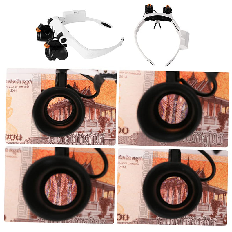 Headband Magnifier with LED Lights, 21 Interchangeable Lenses for Watch Repair, Jewelry Work, 6X 7X 10X Magnification
