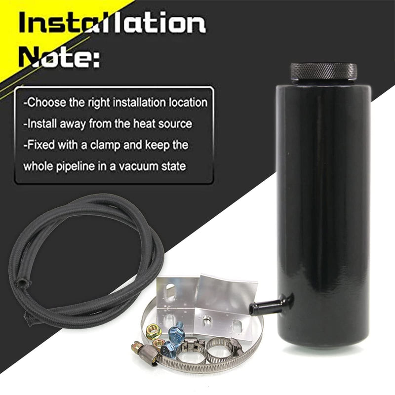 RYANSTAR Universal Car Radiator Coolant Tank 800ml Coolant Expansion Tank Overflow Oil Catch Tank Cooling Catch Bottle Reservoir Aluminum Billet Black