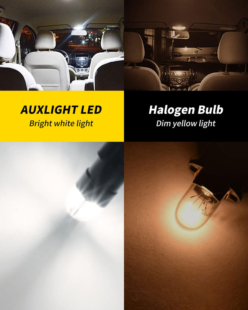 AUXLIGHT BA9S BA9 1895 1891 53 57 64111 3893 47830 Error Free LED Bulb, Super Bright 3030-SMD Interior Car Bulbs Replacemet for Dome Map License Plate Glove Box Lights (6000K White, Pack of 10) 6000K Xenon White