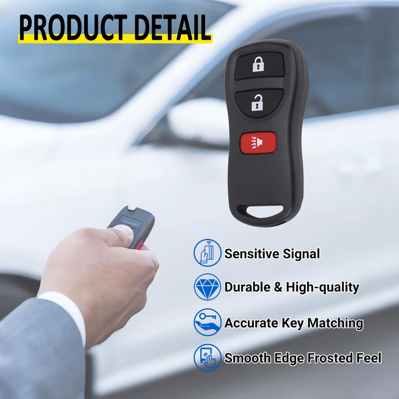 Keyless Entry Remote Key Fob Compatible with Infiniti FX35 FX45 QX4, Armada Pathfinder Frontier Murano Titan Quest Xterra Sentra, Replacement for KBRASTU15 (Pack of 2)