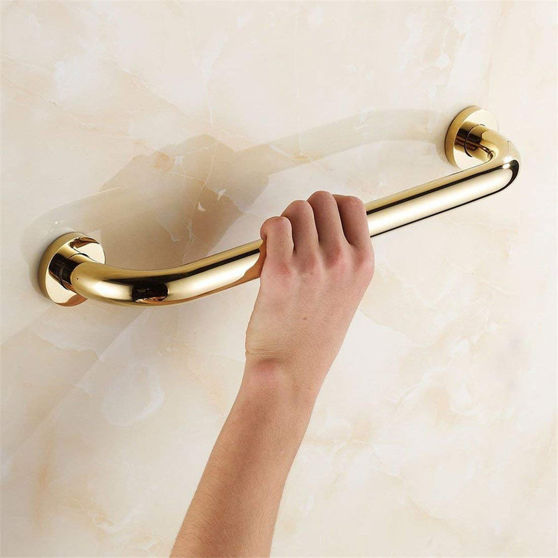 WINCASE Gold Grab Bars for Bathroom, Shower Handle 16 Inch, Bathtub Anti Slip Handrail Safety Polished Brass Wall Mounted with Concealed Screws Gold 16inch