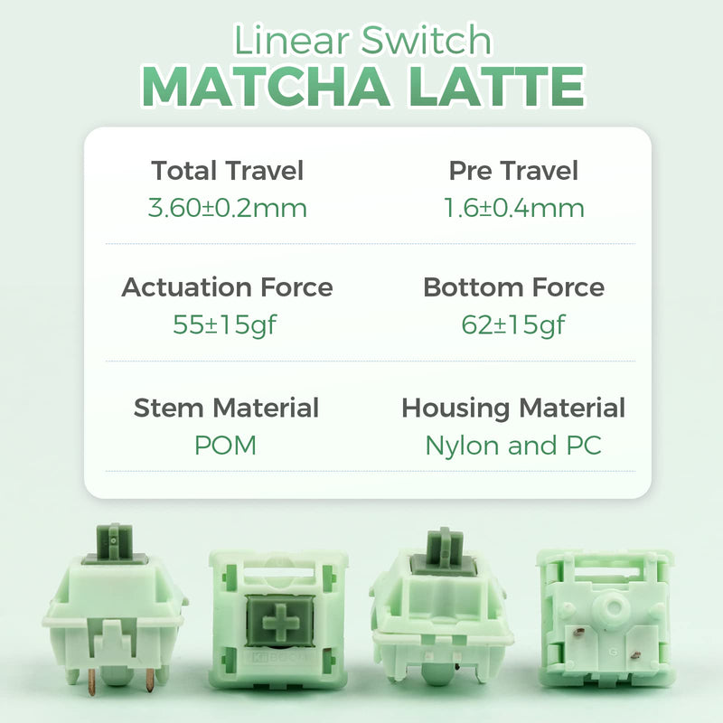 KiiBoom Linear 55gf Matcha Latte Mechanical Keyboard Switch, 5 Pin Keyboard Switch with POM Stem, PC Nylon Housing, 35 Pieces for Gaming DIY Keyboard