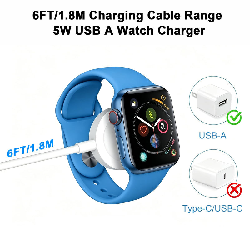 Watch Charger for Apple Watch Charger,Long 6.6FT iWatch Portable Wireless Fast Charging Cable Cord with USB Wall Charge Plug Adapter Block Compatible with Apple Watch Series 10/9/8/7/SE/6/5/4/3/2