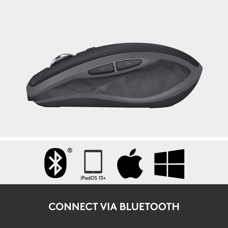 Logitech MX Anywhere 2S Bluetooth Edition Wireless Mouse - Use On Any Surface, Hyper-Fast Scrolling, Rechargeable, Control Up to 3 Apple Mac and Windows Computers and Laptops 2024 Model