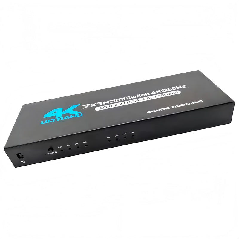 HDMI Switch 7 in 1 Out, 4K@60Hz HDMI 2.0 Splitter with Remote, 7 Port HDMI Switcher Selector Box, Support Dolby Vision/Atmos HDR10 HDCP2.2, for PS4 Xbox Switch Roku TV Fire Stick