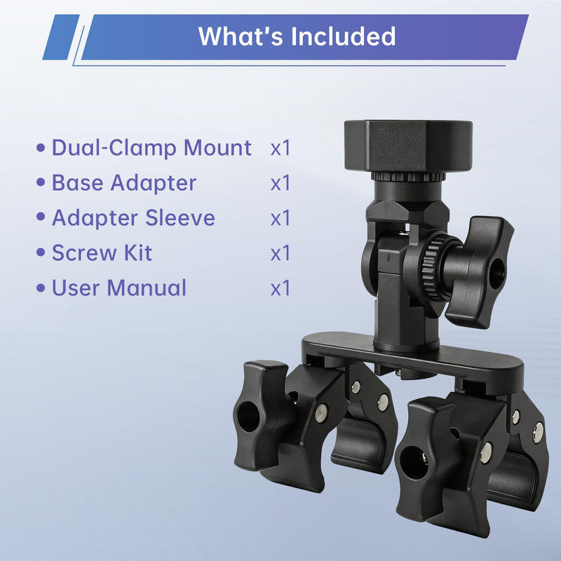 Starlink Mount for Starlink Mini, Dual-Clamp Starlink Mini Pole Mount Kit for RV Ladder & Roof Rack, Lightweight Aluminum & Nylon Starlink Mini RV Mount with 1/4"-20 for Camping Van Boat